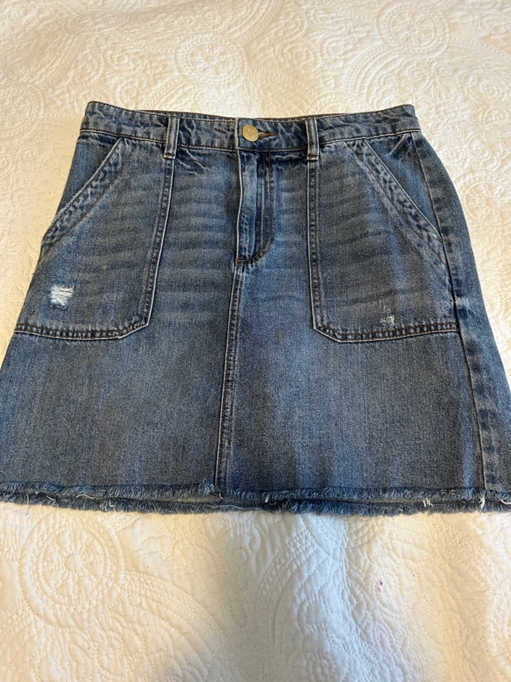 Kut from the Kloth Washed Blue Denim Mini Skirt